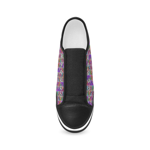 Flower_20161004 Women's Canvas Zipper Shoes/Large Size (Model 001)