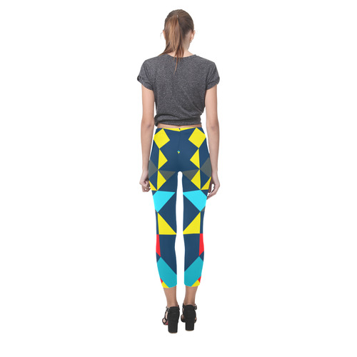 Shapes on a blue background Capri Legging (Model L02)