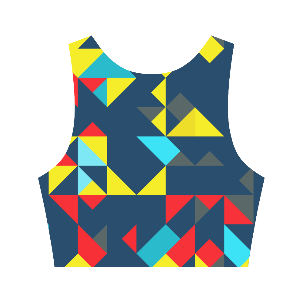 Shapes on a blue background Women's Crop Top (Model T42)