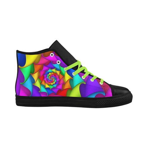 Psychedelic Rainbow Spiral Fractal Aquila High Top Microfiber Leather Women's Shoes/Large Size (Model 032)