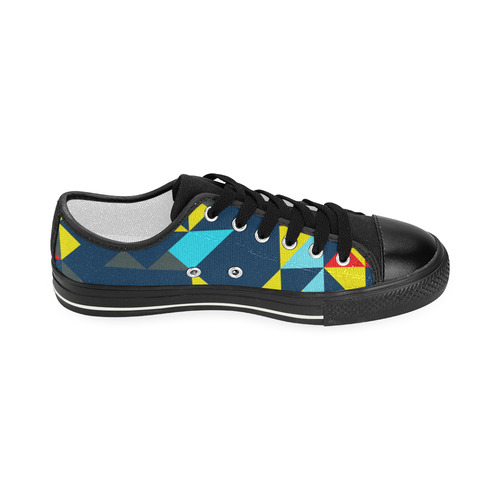 Shapes on a blue background Women's Classic Canvas Shoes (Model 018)