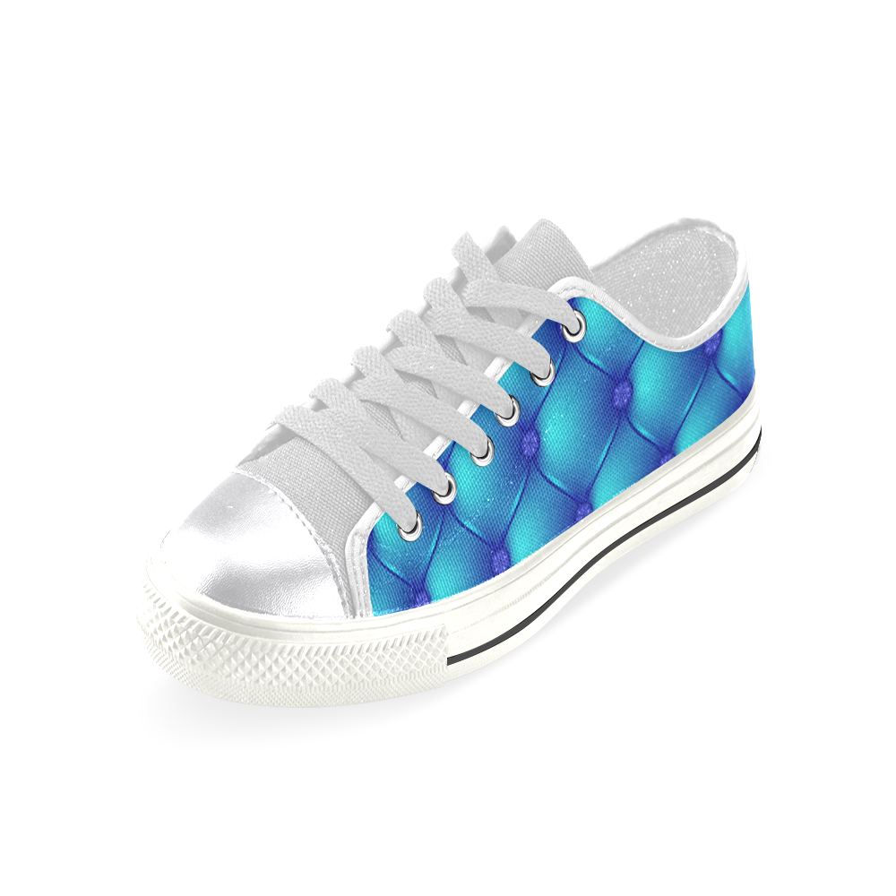 Cool Blue Upholstery Pattern Women's Classic Canvas Shoes (Model 018)