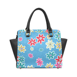 Floral Fabric 1A Rivet Shoulder Handbag (Model 1645)