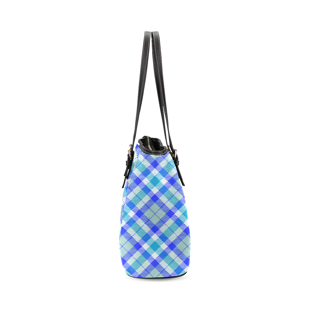 cozy and pleasant Plaid 1B Leather Tote Bag/Small (Model 1640)