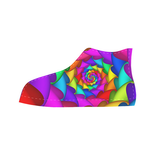 Psychedelic Rainbow Spiral Fractal Aquila High Top Microfiber Leather Men's Shoes (Model 032)