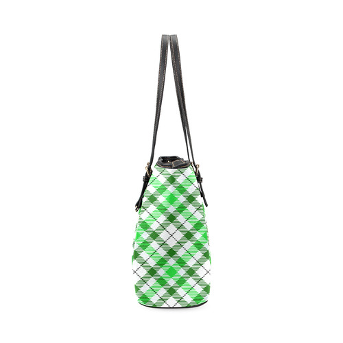 cozy and pleasant Plaid 1D Leather Tote Bag/Small (Model 1640)
