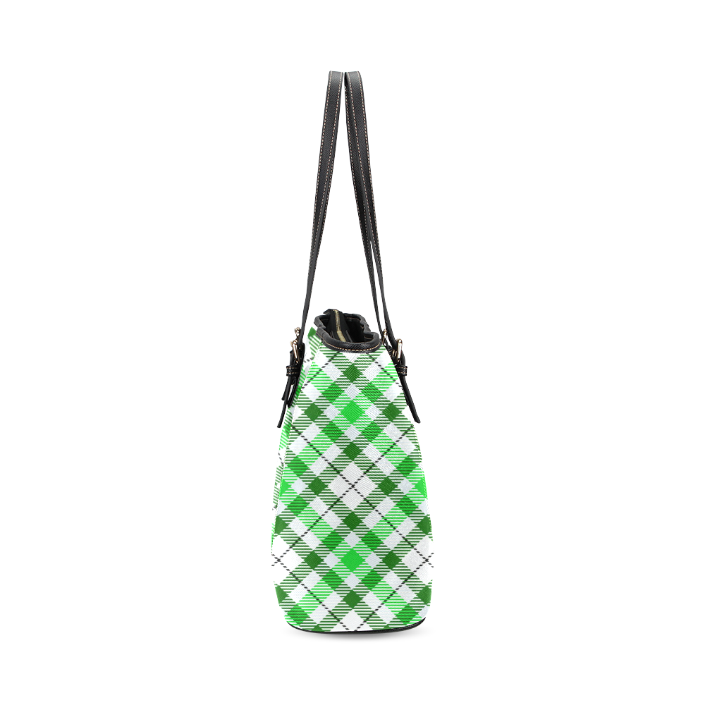 cozy and pleasant Plaid 1D Leather Tote Bag/Small (Model 1640)