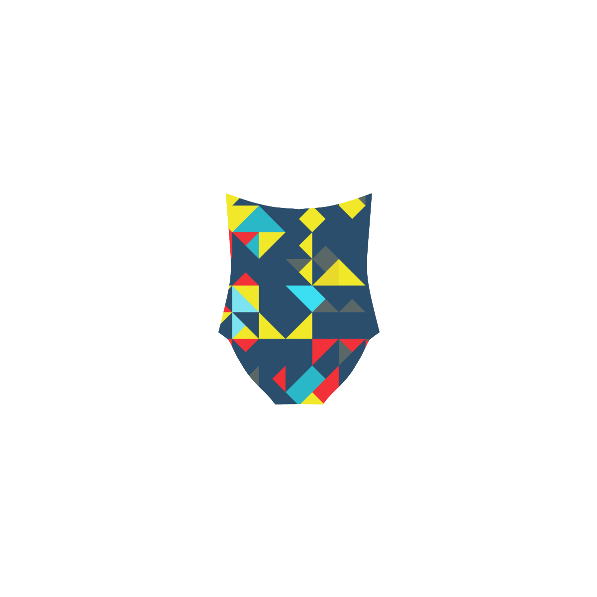 Shapes on a blue background Strap Swimsuit ( Model S05)