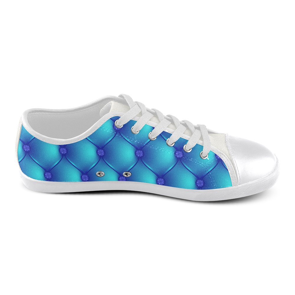 Cool Blue Upholstery Pattern Canvas Shoes for Women/Large Size (Model 016)