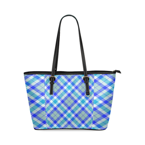 cozy and pleasant Plaid 1B Leather Tote Bag/Small (Model 1640)