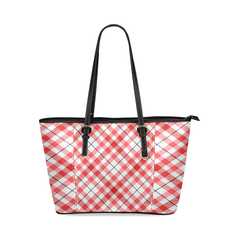 cozy and pleasant Plaid 1C Leather Tote Bag/Small (Model 1640)