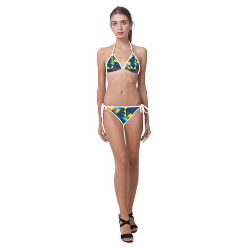 Shapes on a blue background Custom Bikini Swimsuit (Model S01)