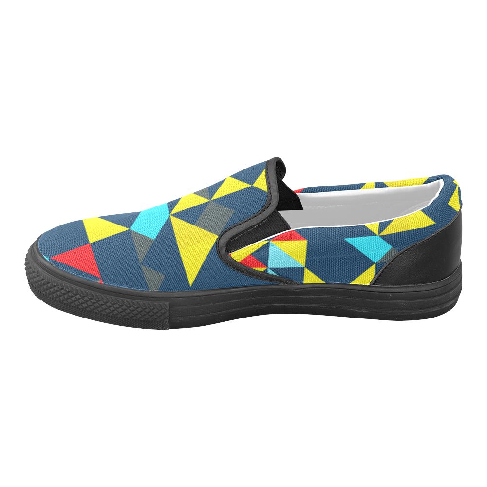 Shapes on a blue background Men's Unusual Slip-on Canvas Shoes (Model 019)