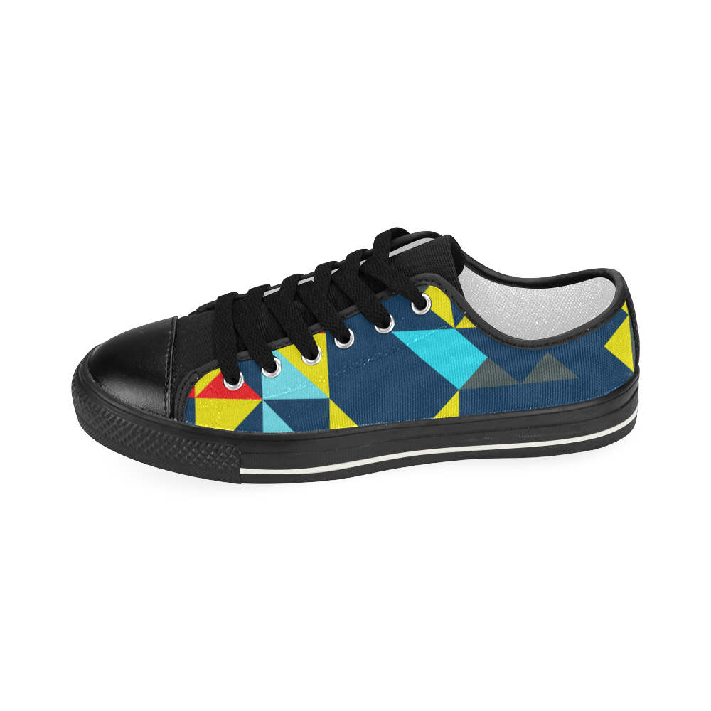 Shapes on a blue background Women's Classic Canvas Shoes (Model 018)