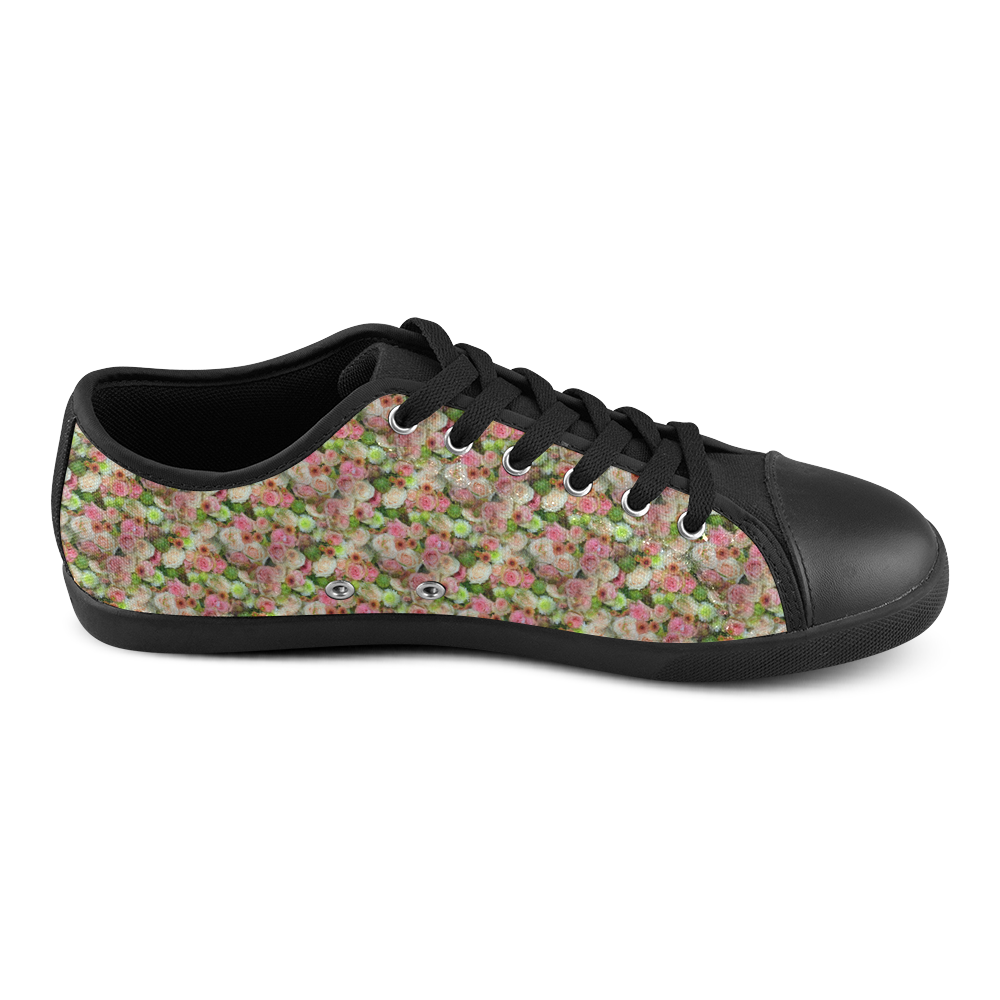 Pink_Flowers_20160802 Canvas Shoes for Women/Large Size (Model 016)