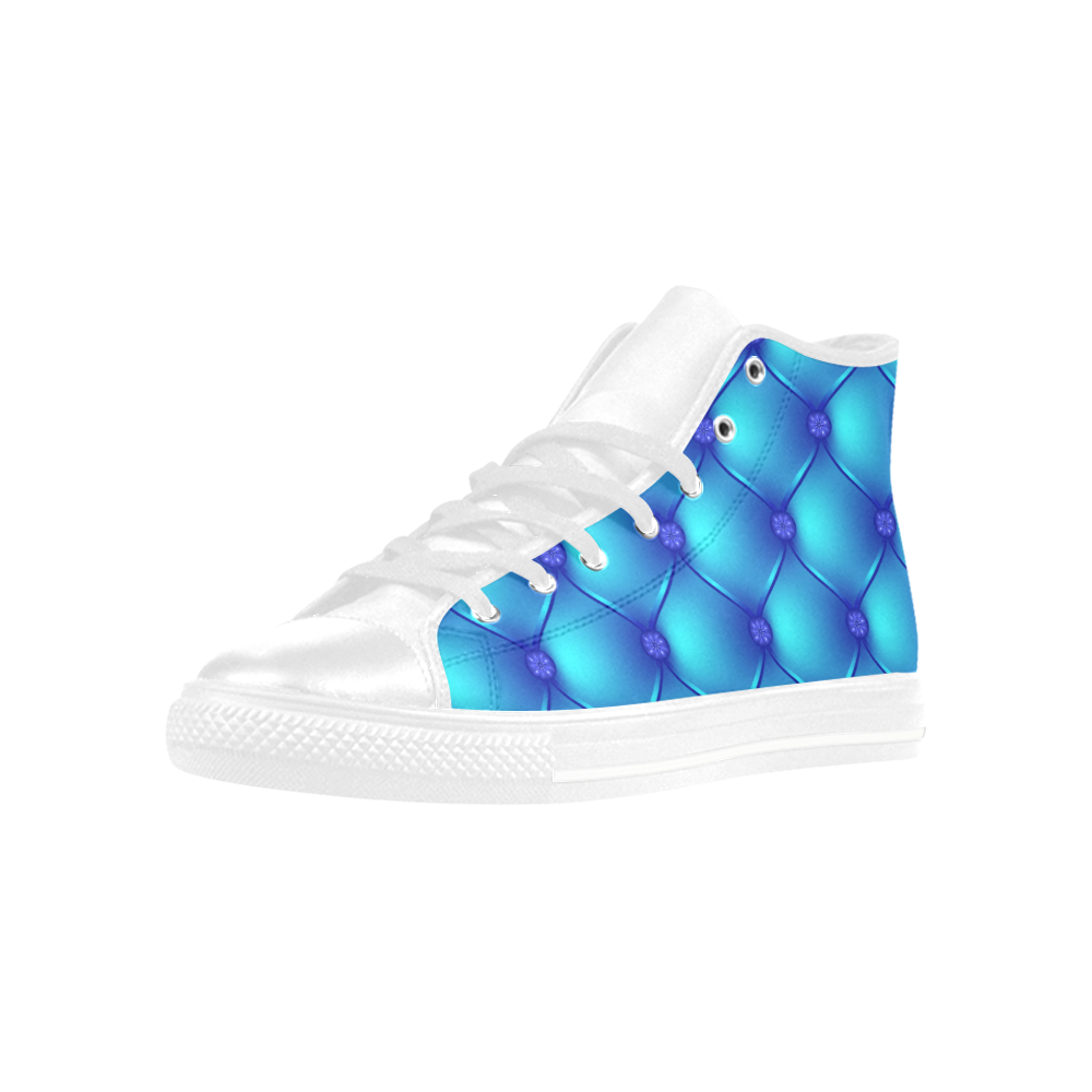 Cool Blue Upholstery Pattern Aquila High Top Microfiber Leather Women's Shoes (Model 032)