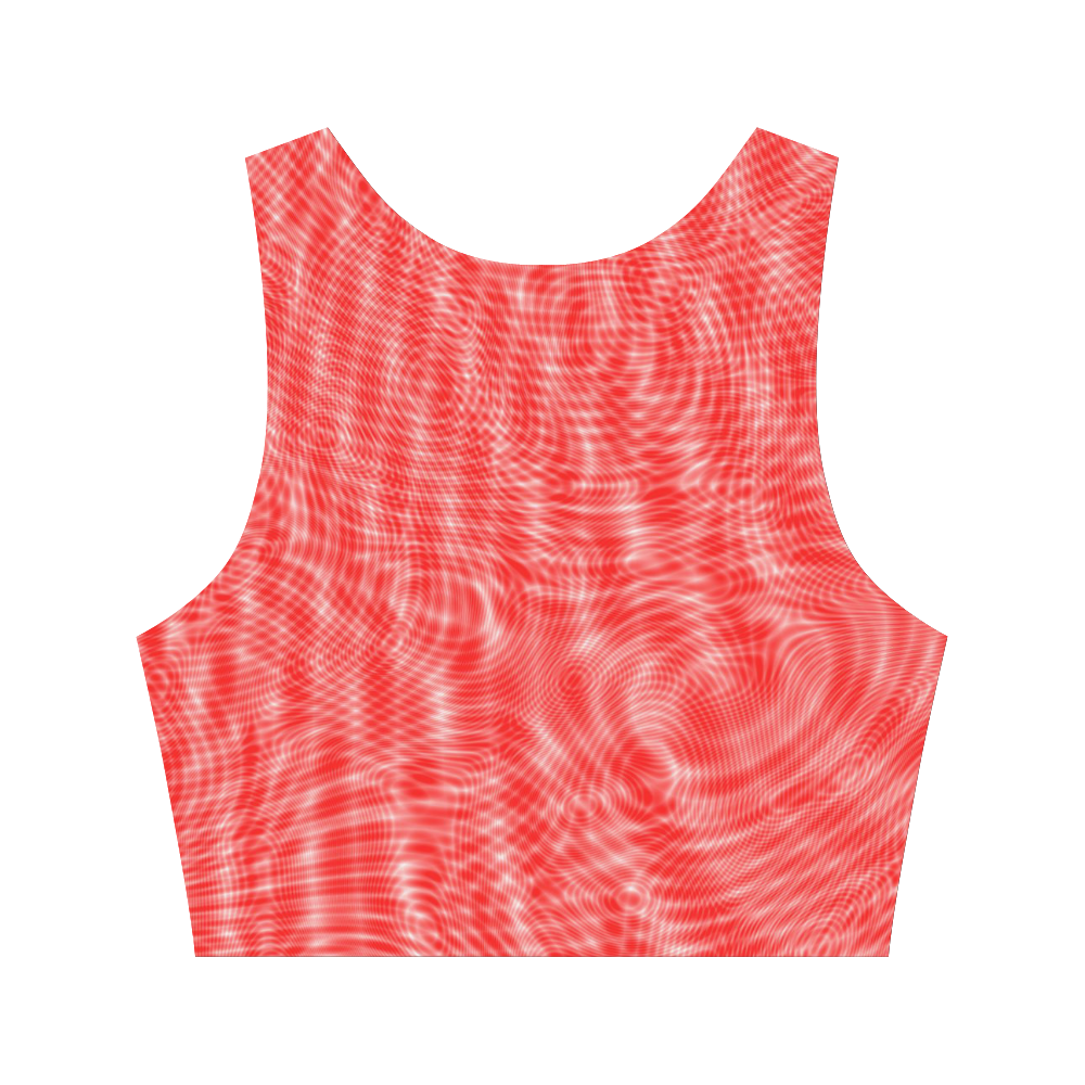 abstract moire red Women's Crop Top (Model T42)