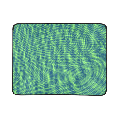 abstract moire green Beach Mat 78"x 60"