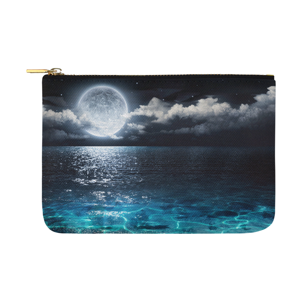 romantic and scenic panorama with full moon on sea Carry-All Pouch 12.5''x8.5''