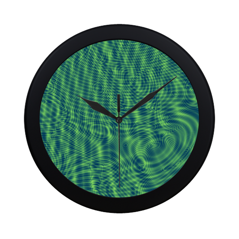 abstract moire green Circular Plastic Wall clock