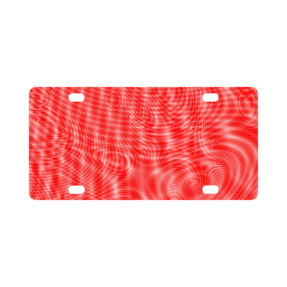 abstract moire red Classic License Plate