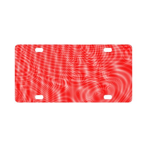 abstract moire red Classic License Plate