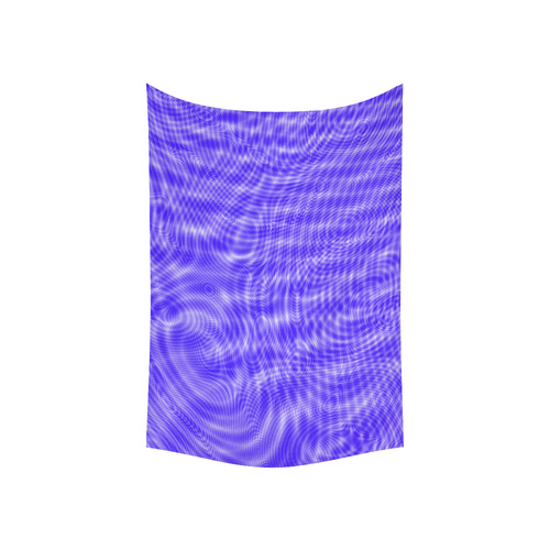 abstract moire blue Cotton Linen Wall Tapestry 60"x 40"