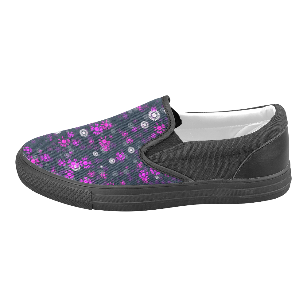 sweet floral 22B Women's Unusual Slip-on Canvas Shoes (Model 019)