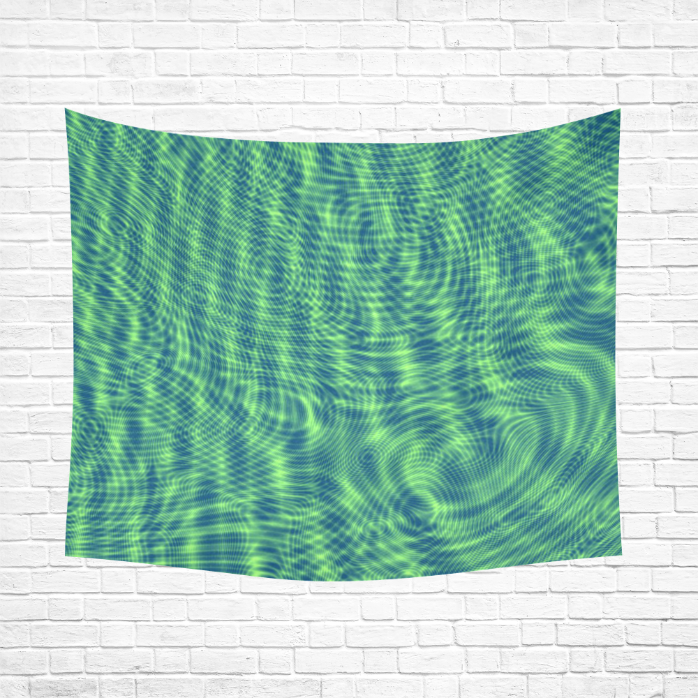 abstract moire green Cotton Linen Wall Tapestry 60"x 51"