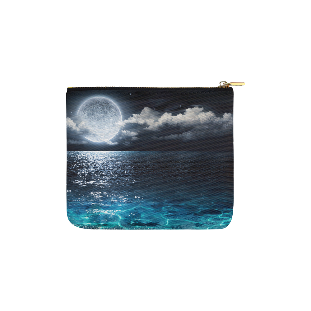 romantic and scenic panorama with full moon on sea Carry-All Pouch 6''x5''