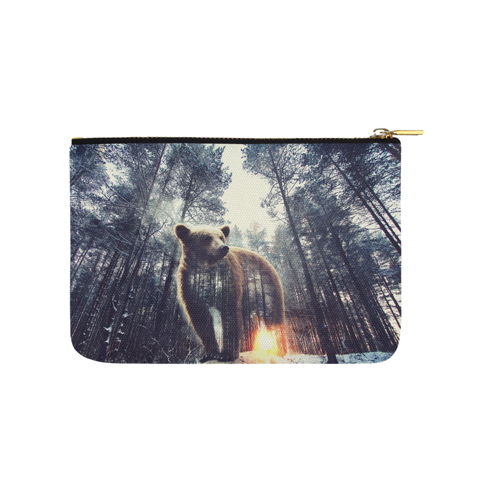 Bear and Pine Forest at sunset Carry-All Pouch 9.5''x6''