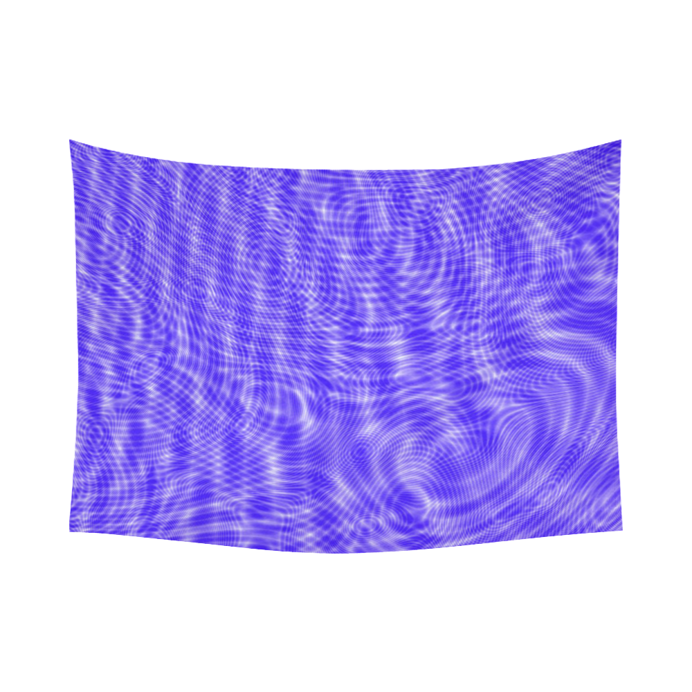 abstract moire blue Cotton Linen Wall Tapestry 80"x 60"