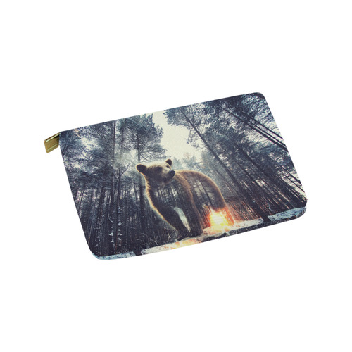 Bear and Pine Forest at sunset Carry-All Pouch 9.5''x6''