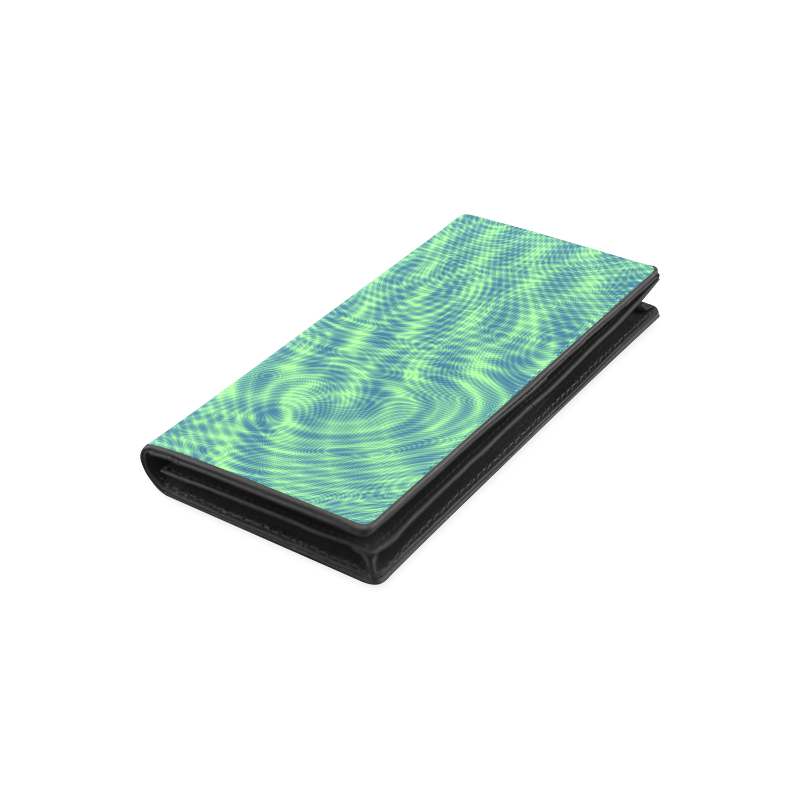 abstract moire green Women's Leather Wallet (Model 1611)