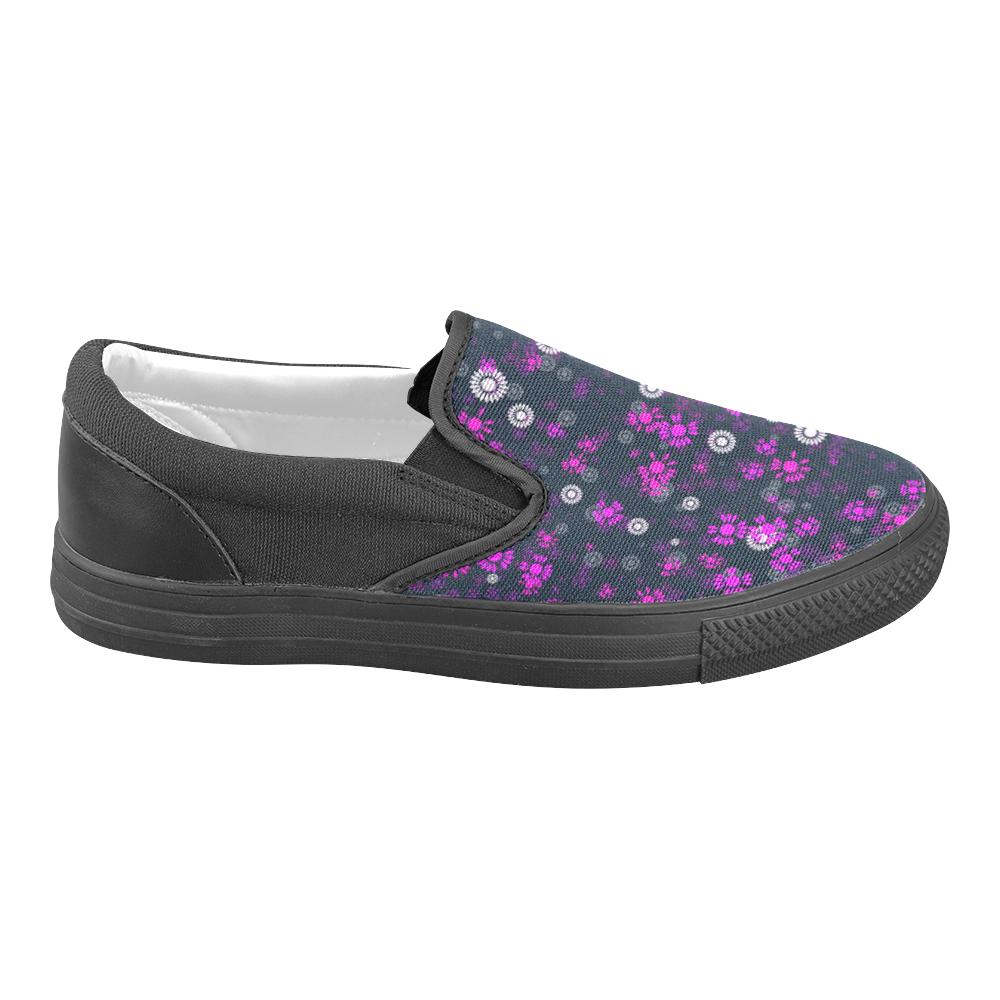 sweet floral 22B Women's Unusual Slip-on Canvas Shoes (Model 019)