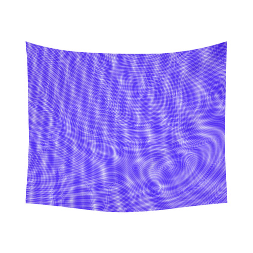 abstract moire blue Cotton Linen Wall Tapestry 60"x 51"