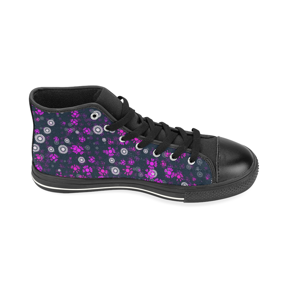 sweet floral 22B High Top Canvas Women's Shoes/Large Size (Model 017)