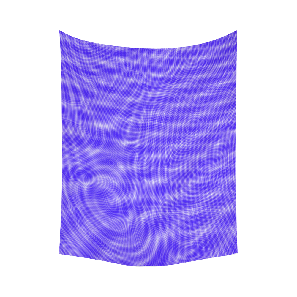 abstract moire blue Cotton Linen Wall Tapestry 80"x 60"