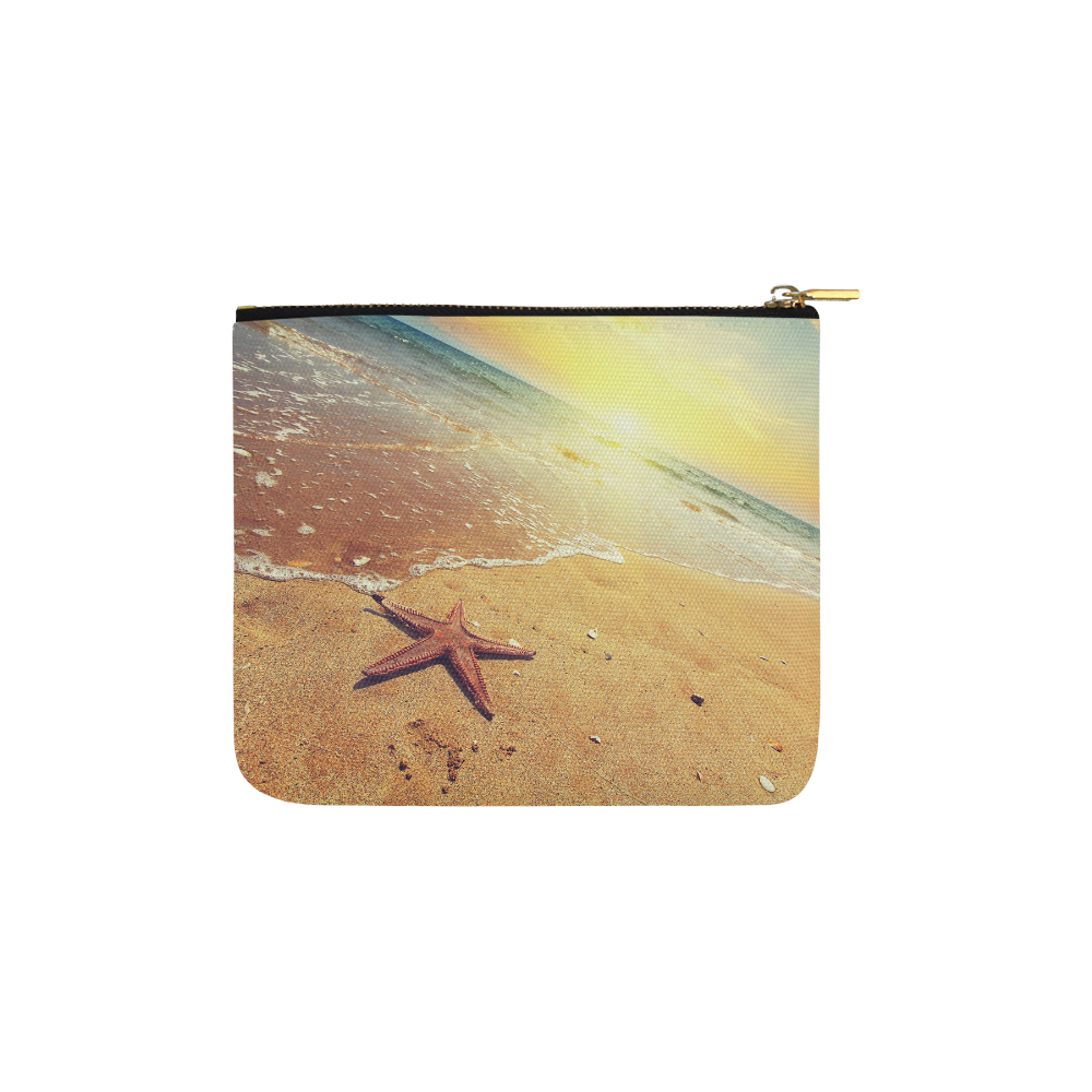 starfish on a sea shore at sunset Carry-All Pouch 6''x5''