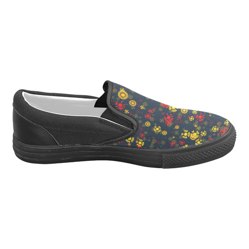sweet floral 22A Men's Slip-on Canvas Shoes (Model 019)