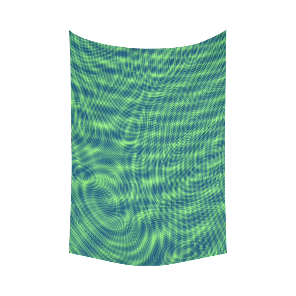 abstract moire green Cotton Linen Wall Tapestry 90"x 60"