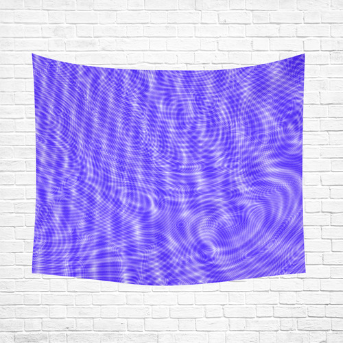 abstract moire blue Cotton Linen Wall Tapestry 60"x 51"