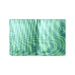 abstract moire green Men's Leather Wallet (Model 1612)
