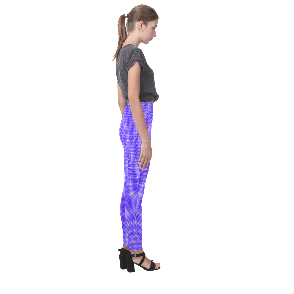 abstract moire blue Cassandra Women's Leggings (Model L01)
