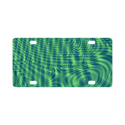 abstract moire green Classic License Plate