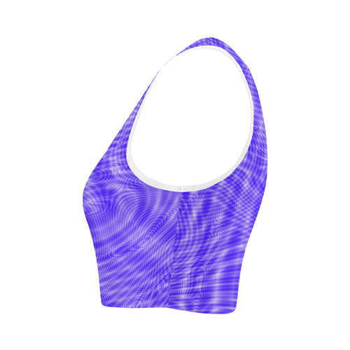 abstract moire blue Women's Crop Top (Model T42)