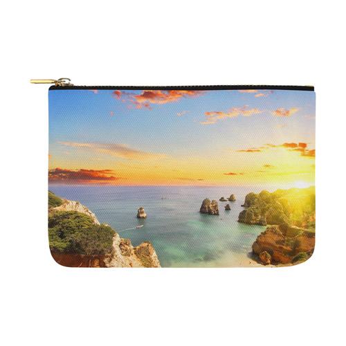 Rocky beach at sunset, Lagos, Portugal Carry-All Pouch 12.5''x8.5''