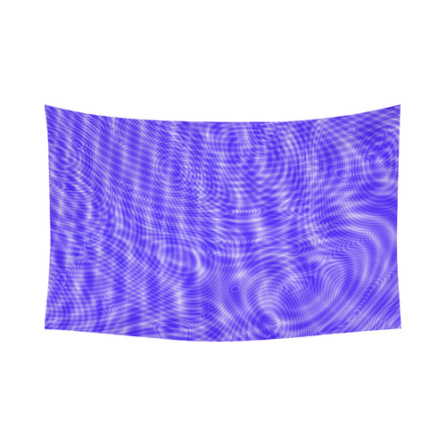 abstract moire blue Cotton Linen Wall Tapestry 90"x 60"