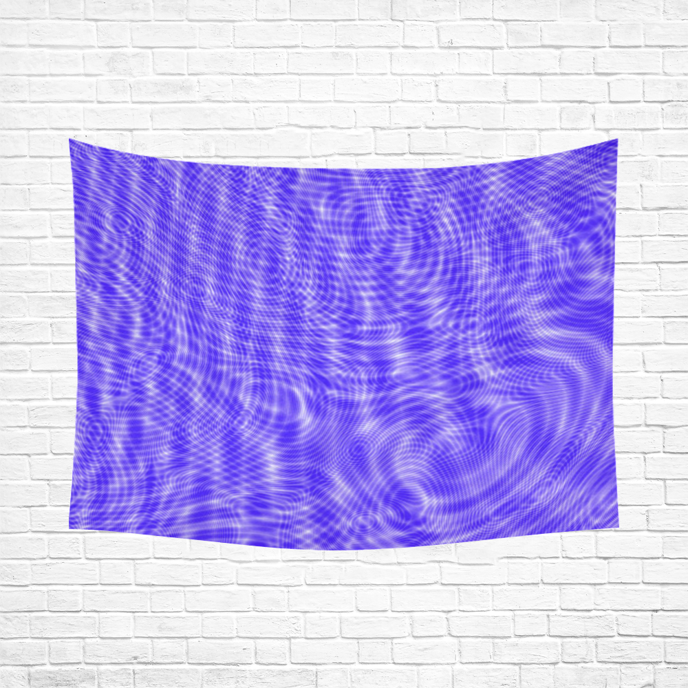 abstract moire blue Cotton Linen Wall Tapestry 80"x 60"