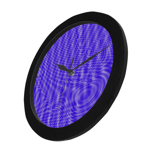 abstract moire blue Circular Plastic Wall clock